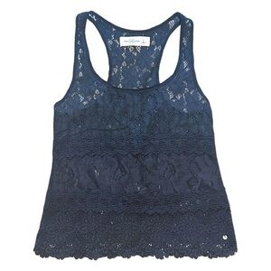 Abercrombie & Fitch Lace Sleeveless Tank Blouse Navy Blue Women’s Small
